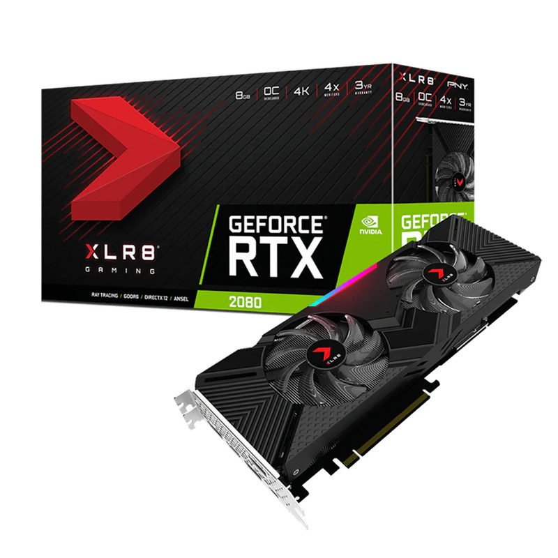 PNY GeForce RTX 2080 XLR8 Gaming OC 8GB GDDR6 PCI-E Gen 4x4 - Graphics Card - كرت الشاشة